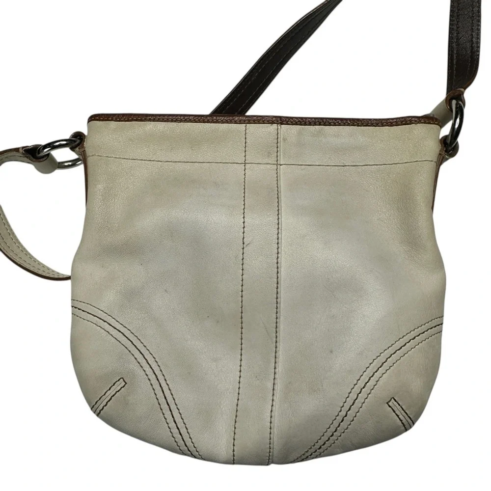 Coach Cream and Brown Crossbody Bag